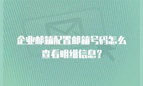 企业邮箱配置邮箱号码怎么查看明细信息？