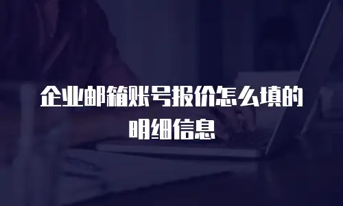企业邮箱账号报价怎么填的明细信息