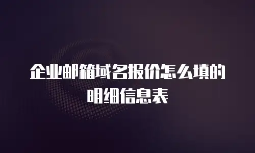 企业邮箱域名报价怎么填的明细信息表