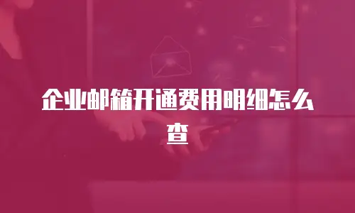 企业邮箱开通费用明细怎么查