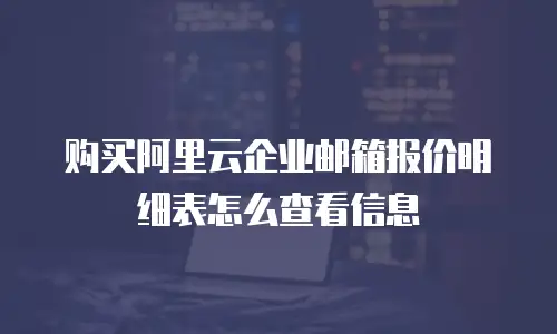 购买阿里云企业邮箱报价明细表怎么查看信息