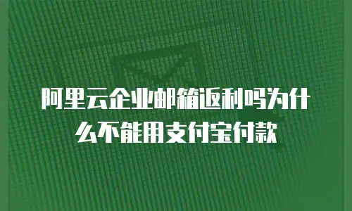 阿里云企业邮箱返利吗为什么不能用支付宝付款