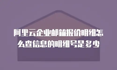 阿里云企业邮箱报价明细怎么查信息的明细号是多少