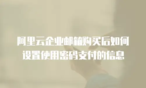 阿里云企业邮箱购买后如何设置使用密码支付的信息