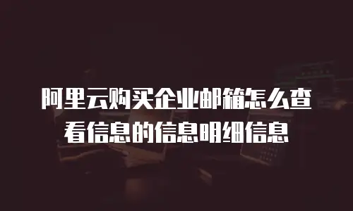 阿里云购买企业邮箱怎么查看信息的信息明细信息