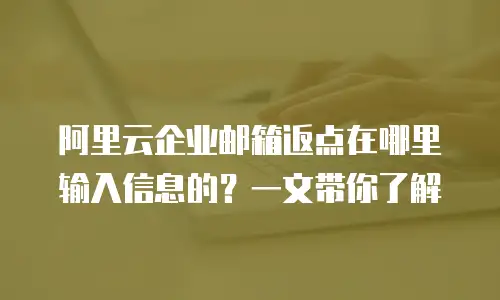 阿里云企业邮箱返点在哪里输入信息的？一文带你了解