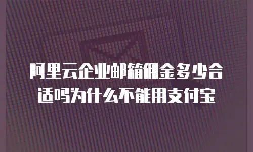 阿里云企业邮箱佣金多少合适吗为什么不能用支付宝
