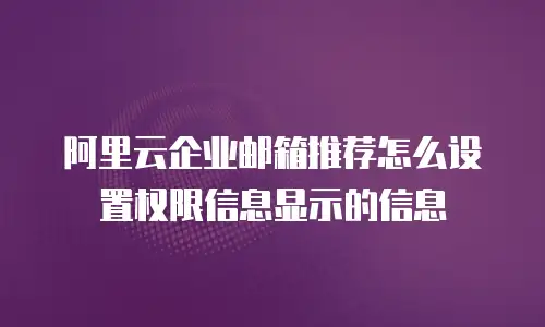 阿里云企业邮箱推荐怎么设置权限信息显示的信息