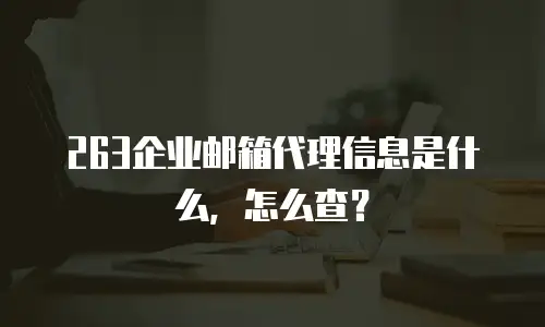 263企业邮箱代理信息是什么,怎么查?