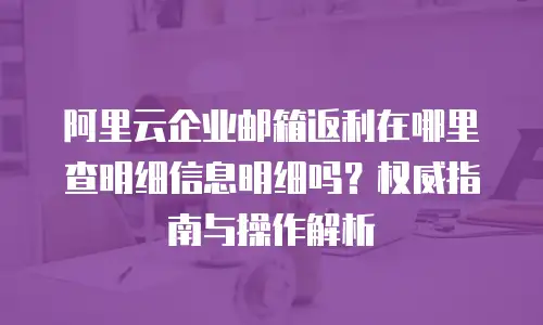 阿里云企业邮箱返利在哪里查明细信息明细吗？权威指南与操作解析