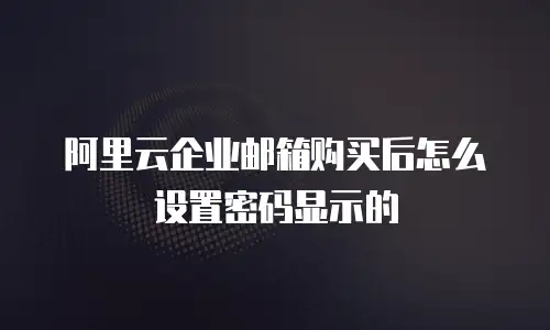 阿里云企业邮箱购买后怎么设置密码显示的