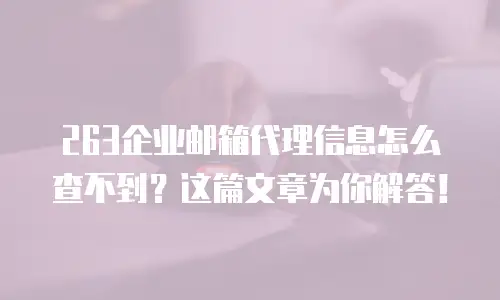 263企业邮箱代理信息怎么查不到？这篇文章为你解答！