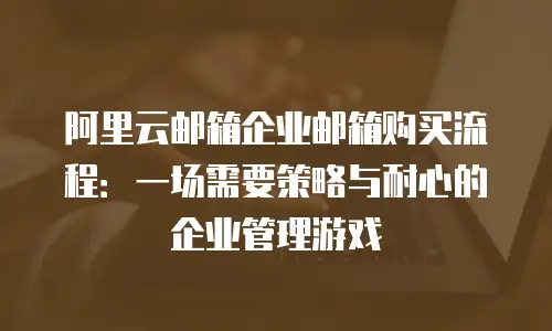 阿里云邮箱企业邮箱购买流程：一场需要策略与耐心的企业管理游戏