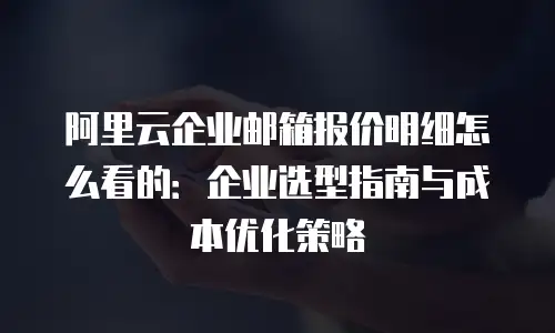阿里云企业邮箱报价明细怎么看的：企业选型指南与成本优化策略