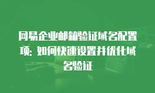 网易企业邮箱验证域名配置项: 如何快速设置并优化域名验证