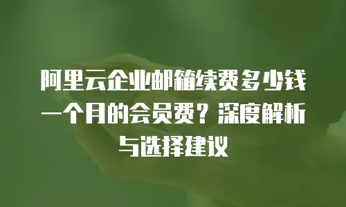 阿里云企业邮箱续费多少钱一个月的会员费？深度解析与选择建议