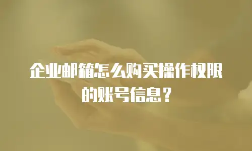 企业邮箱怎么购买操作权限的账号信息？
