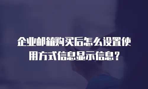 企业邮箱购买后怎么设置使用方式信息显示信息?
