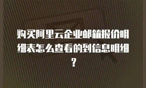 购买阿里云企业邮箱报价明细表怎么查看的到信息明细？