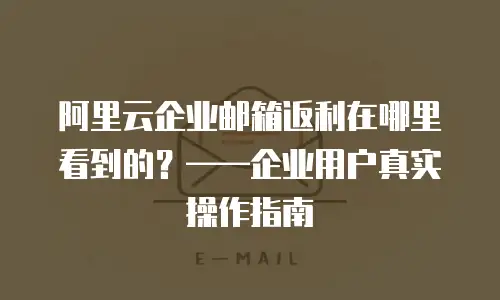 阿里云企业邮箱返利在哪里看到的？——企业用户真实操作指南