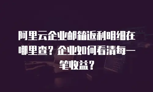 阿里云企业邮箱返利明细在哪里查？企业如何看清每一笔收益？