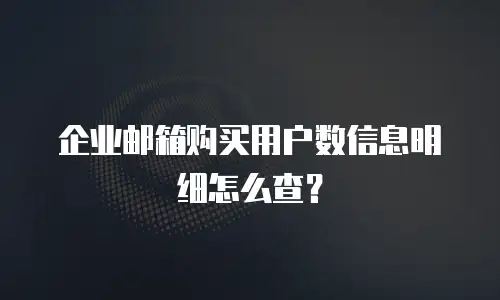 企业邮箱购买用户数信息明细怎么查？