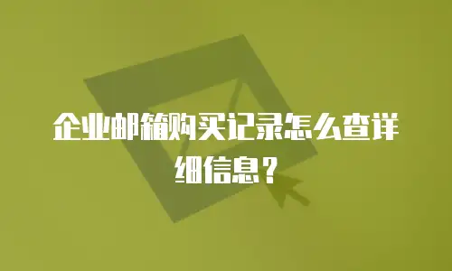 企业邮箱购买记录怎么查详细信息?