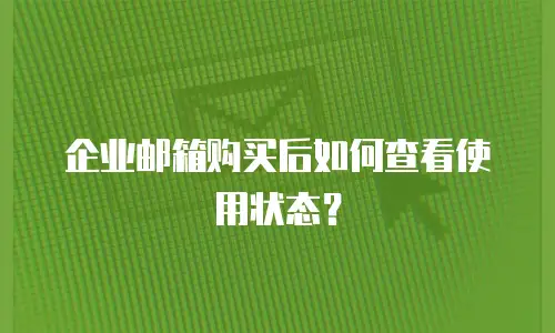企业邮箱购买后如何查看使用状态？