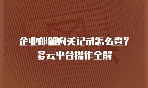 企业邮箱购买记录怎么查？多云平台操作全解
