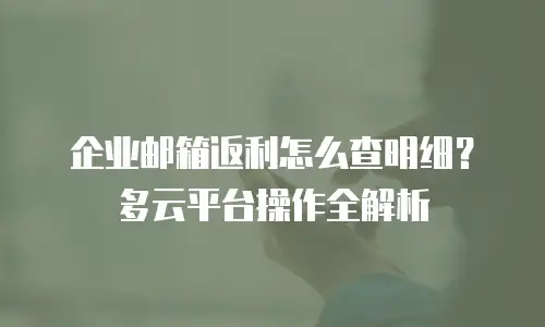 企业邮箱返利怎么查明细？多云平台操作全解析