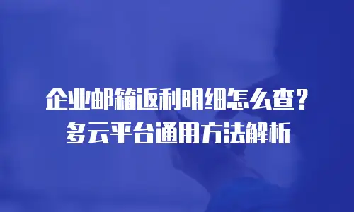 企业邮箱返利明细怎么查？多云平台通用方法解析