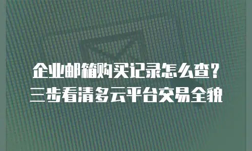 企业邮箱购买记录怎么查？三步看清多云平台交易全貌