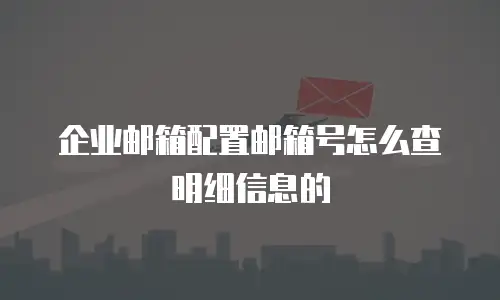 企业邮箱配置邮箱号怎么查明细信息的