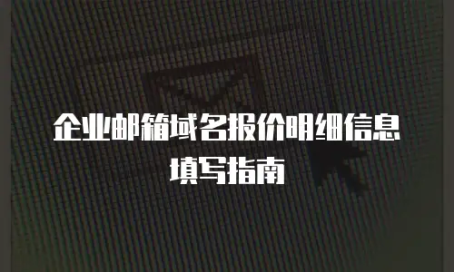 企业邮箱域名报价明细信息填写指南