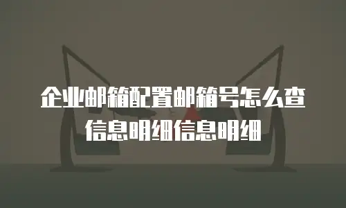 企业邮箱配置邮箱号怎么查信息明细信息明细