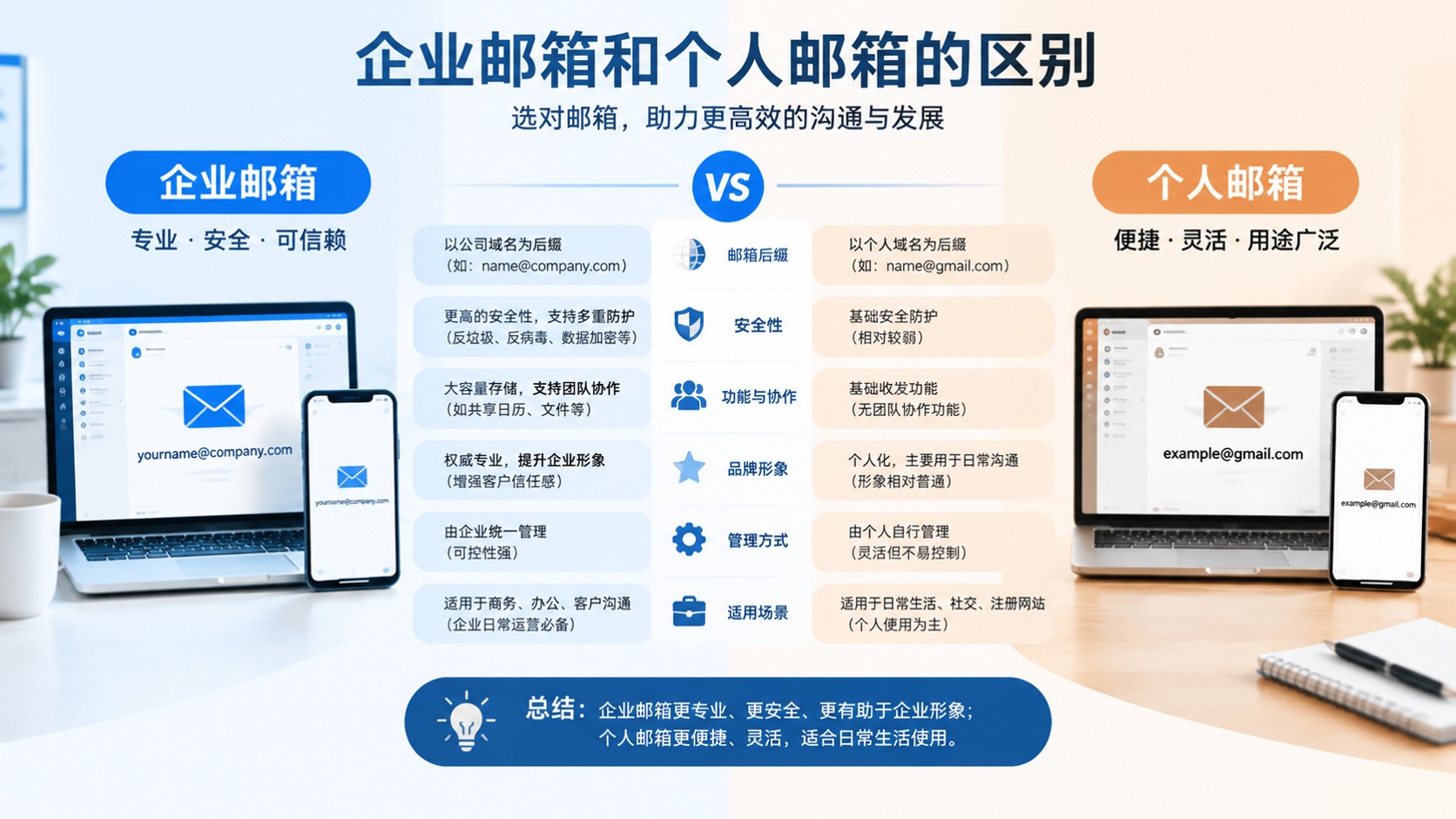 企业邮箱和个人邮箱区别：域名、安全与管理控制